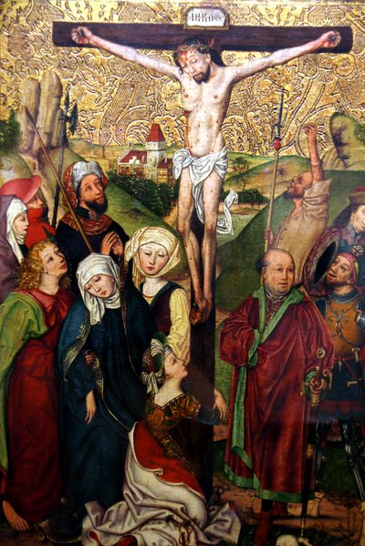 Kreuzigung und Beweinung Christi, um 1490 von School of Michael Wolgemut